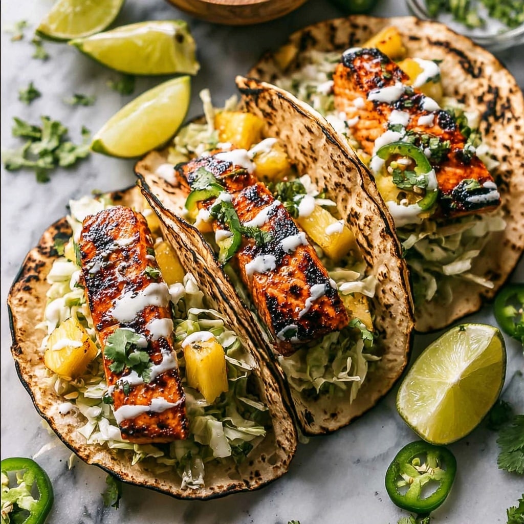 Chipotle Honey Salmon Tacos with Pineapple Salsa Recipe - Recipe Image