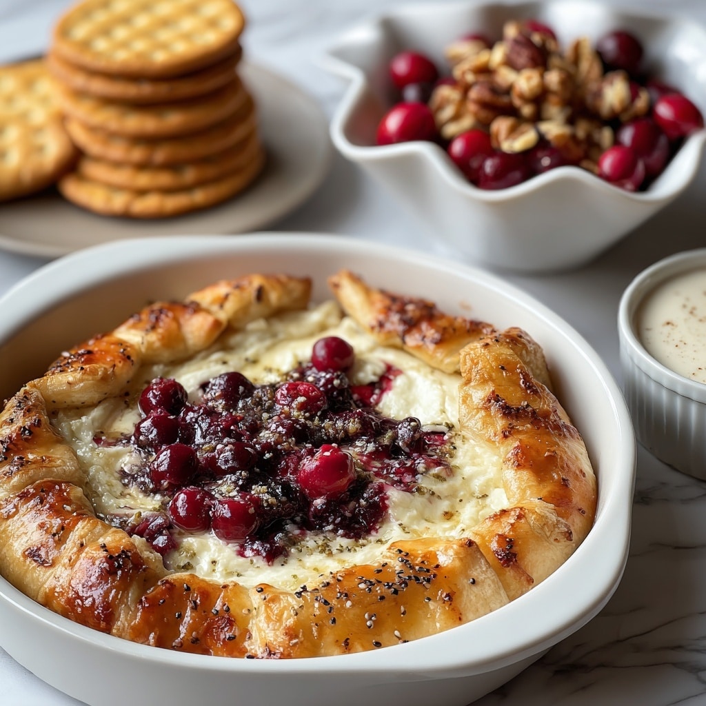 Baked Cranberry Cream Cheese Dip with a Golden Crust Recipe - Recipe Image