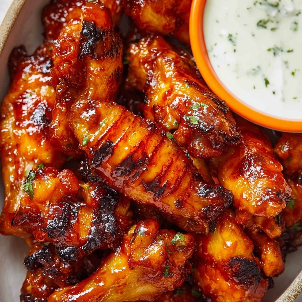 Bacon-Wrapped Chicken Wings with BBQ Hot Sauce Recipe - Recipe Image