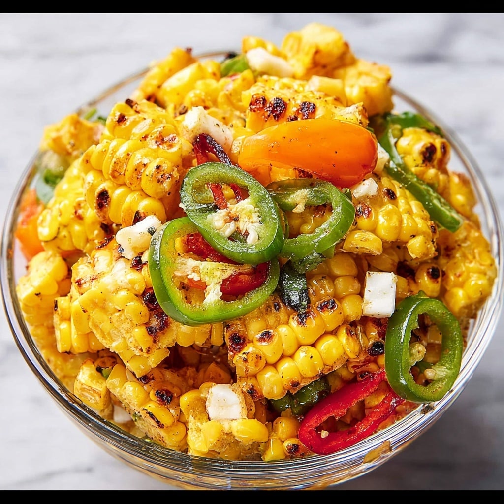 Grilled Corn Salad with Lime, Feta, and Spicy Peppers Recipe - Recipe Image