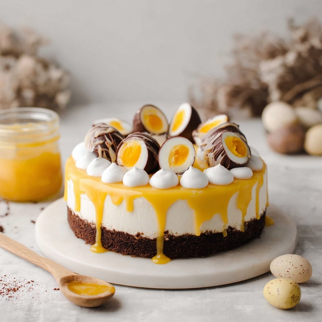 Vegan Creme Egg Cheesecake Recipe - Recipe Image