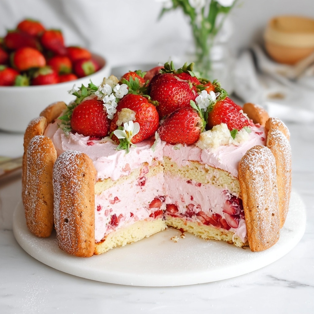 Vegan Strawberry Charlotte (No Eggs, No Gelatin) Recipe - Recipe Image