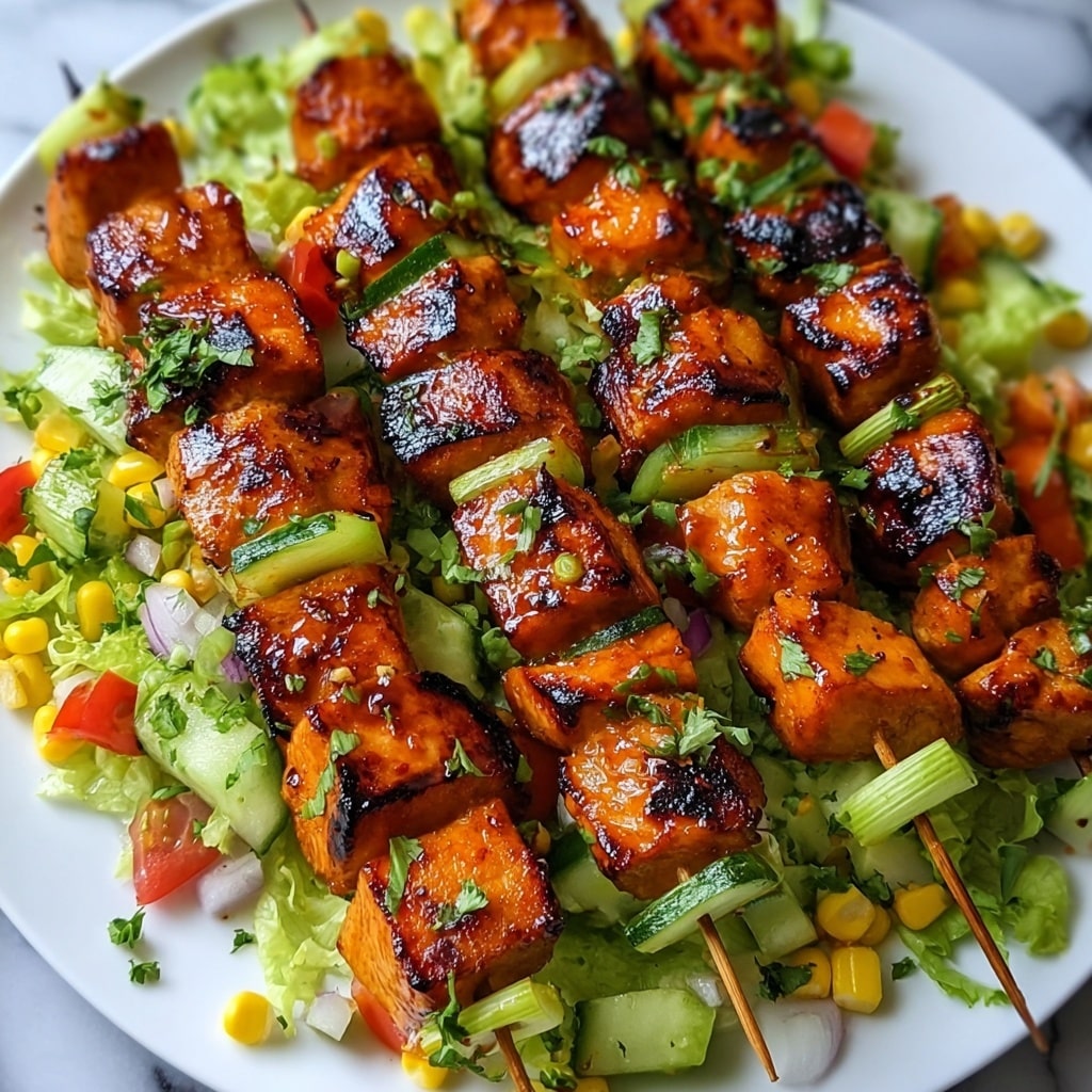 BBQ Chicken Skewer Salad Recipe - Recipe Image
