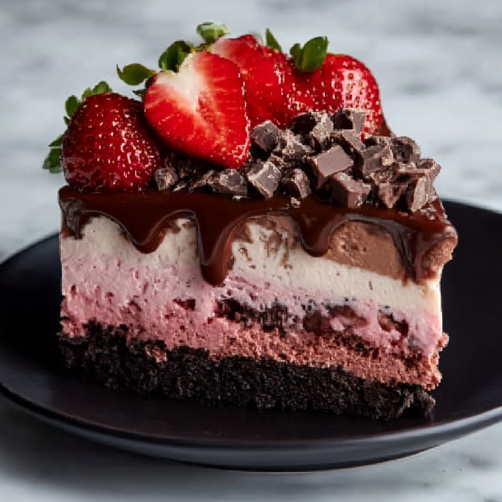 Decadent Strawberry Chocolate Fantasy Ice Cream Cake Recipe - Recipe Image