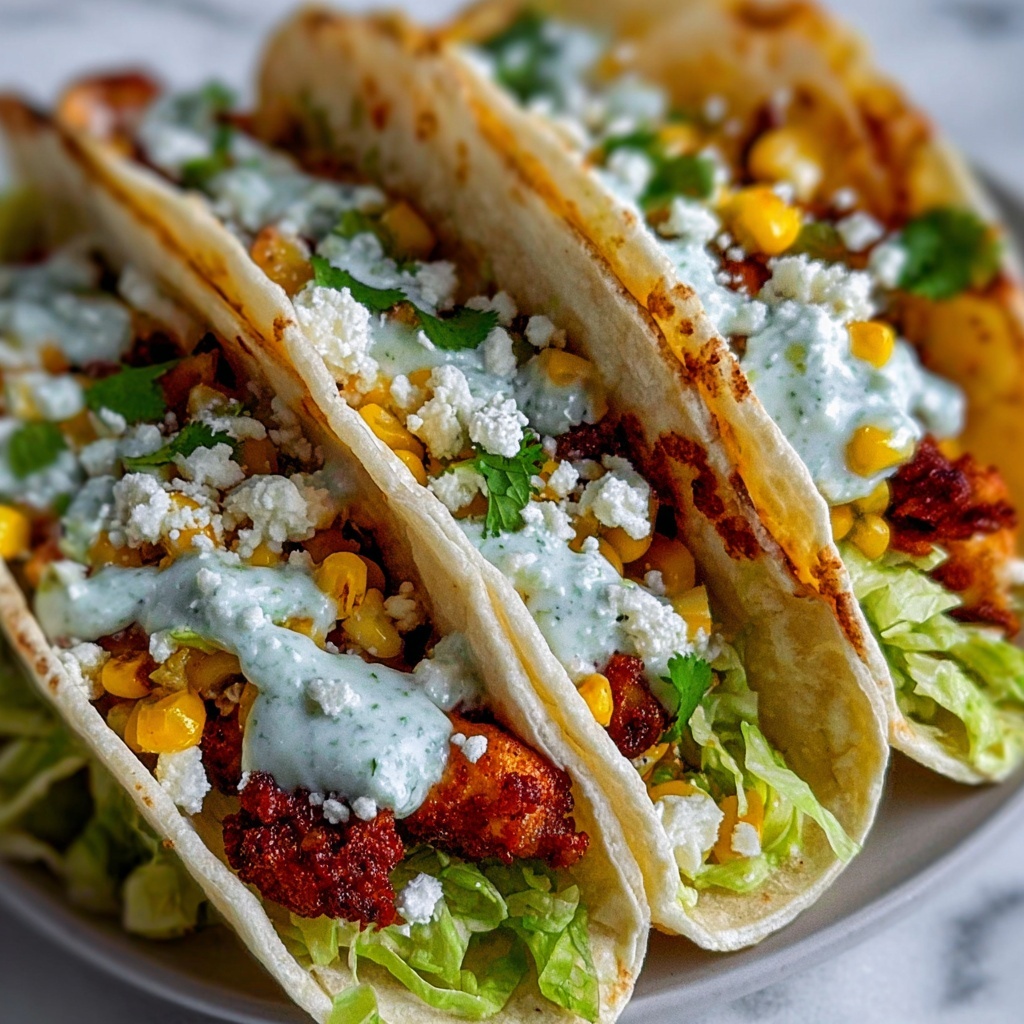 Fried Chicken Street Corn Tacos Recipe - Recipe Image