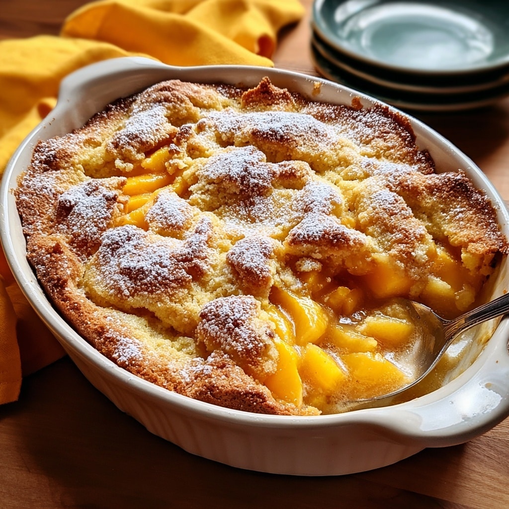 Peach Cobbler Bread Pudding Recipe - Recipe Image