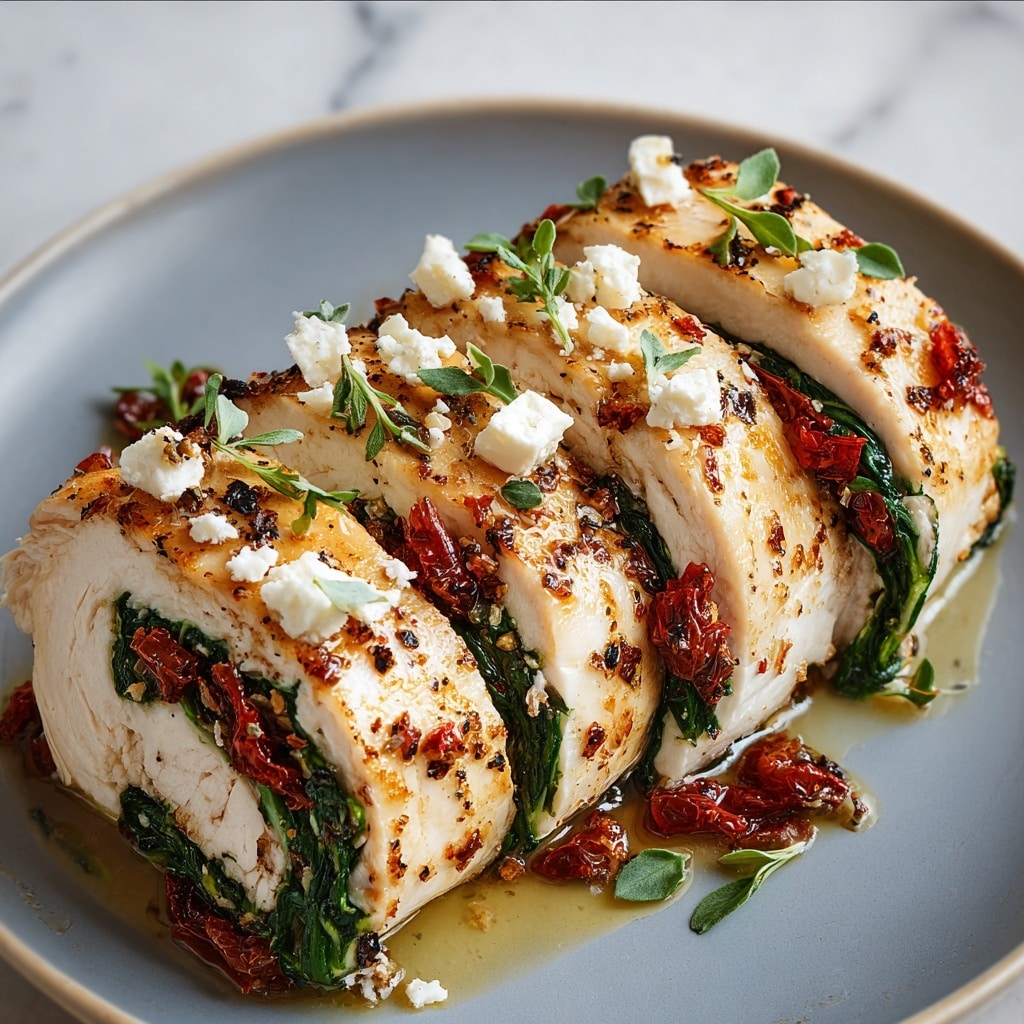 Rolled Chicken with Feta, Spinach, and Sun-Dried Tomatoes Recipe - Recipe Image