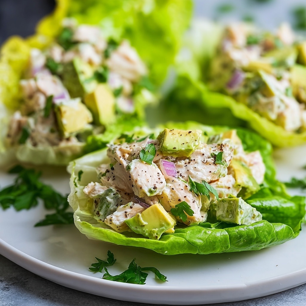 Avocado Chicken Salad Lettuce Wraps Recipe - Recipe Image