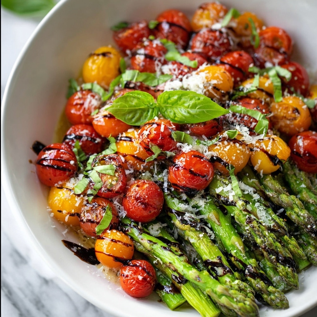 Balsamic Glazed Roasted Tomato and Asparagus Recipe - Recipe Image