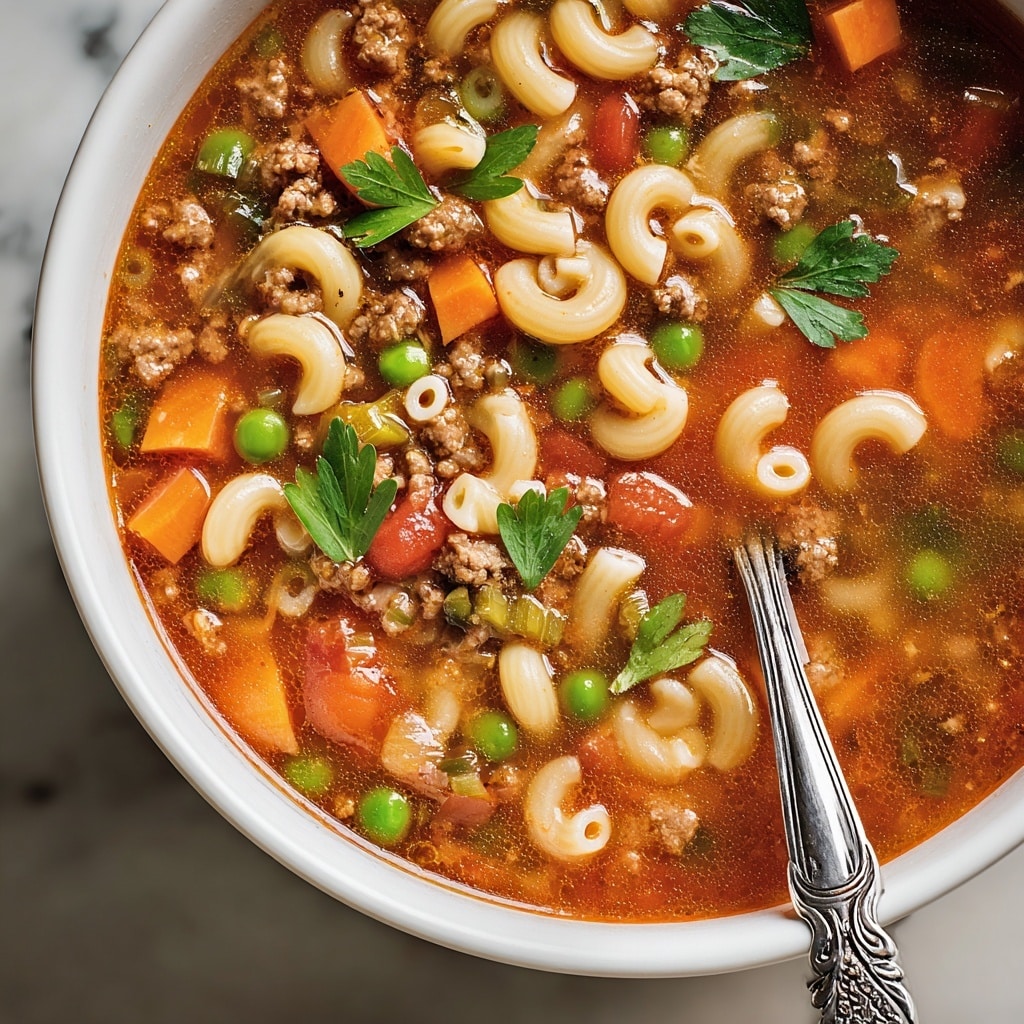 Beef and Macaroni Soup Recipe - Recipe Image