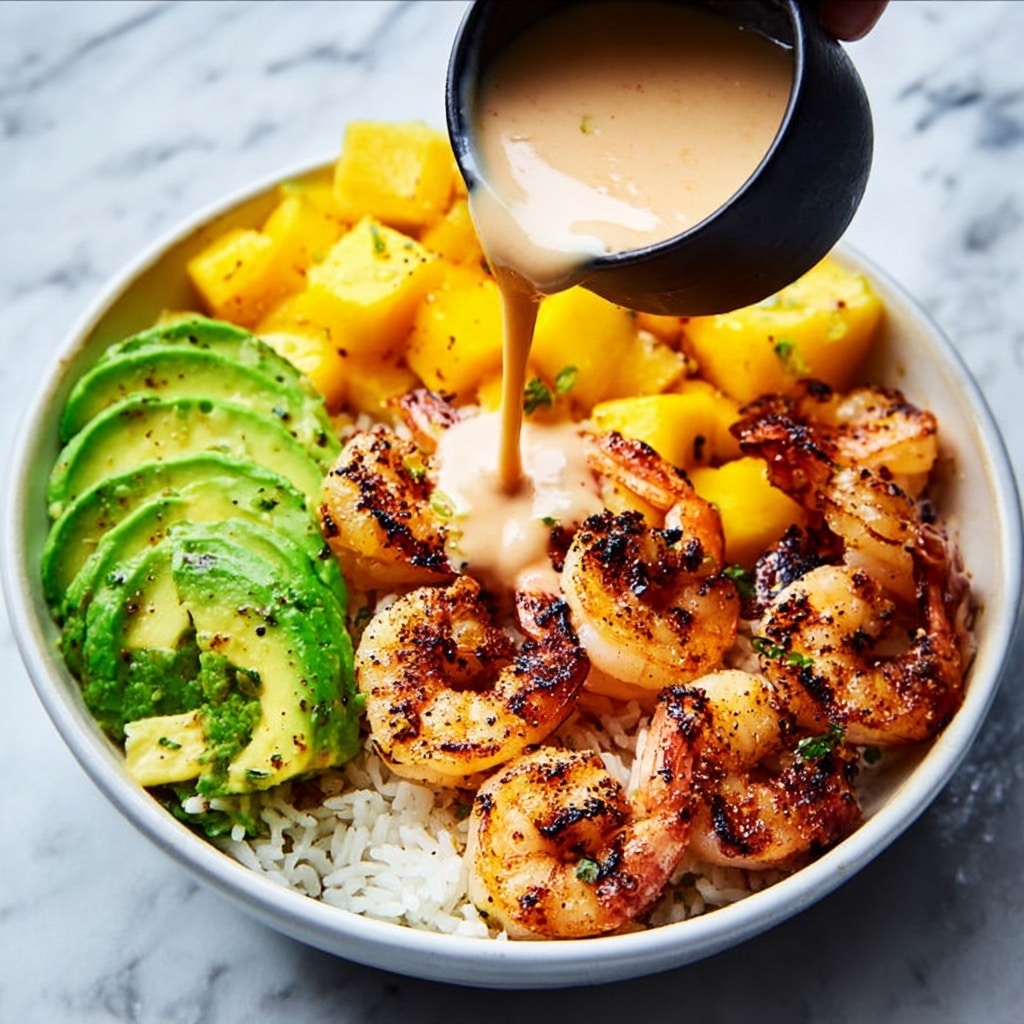 Shrimp Avocado Bowls with Mango Salsa & Lime Chili Sauce Recipe - Recipe Image