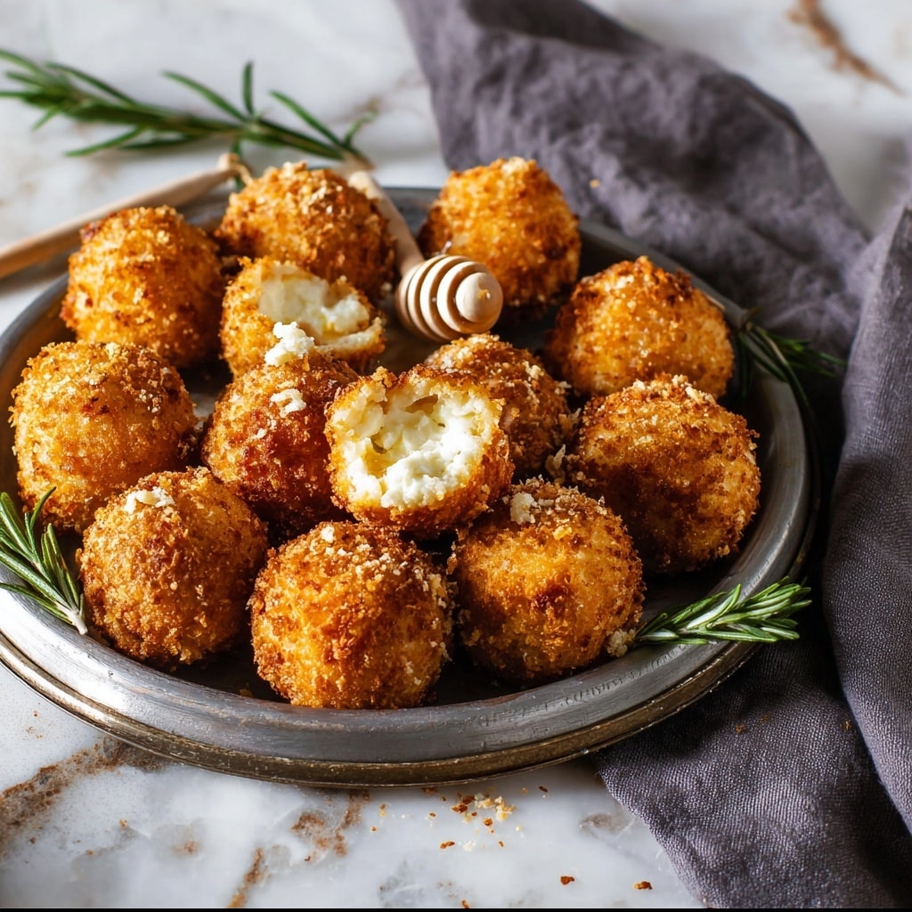 Fried Goat Cheese Balls with Tarragon, Honey, and Pistachios Recipe - Recipe Image