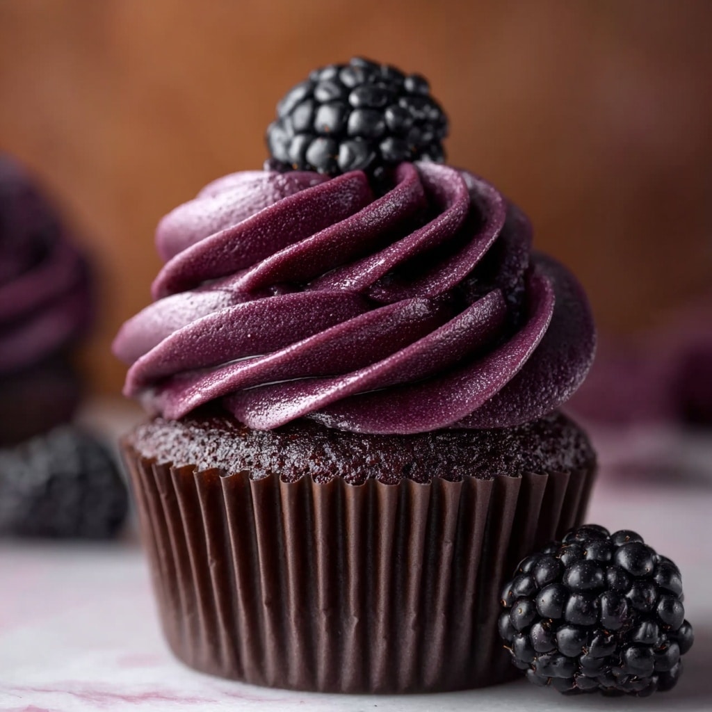 Dark Chocolate Blackberry Cupcakes Recipe - Recipe Image