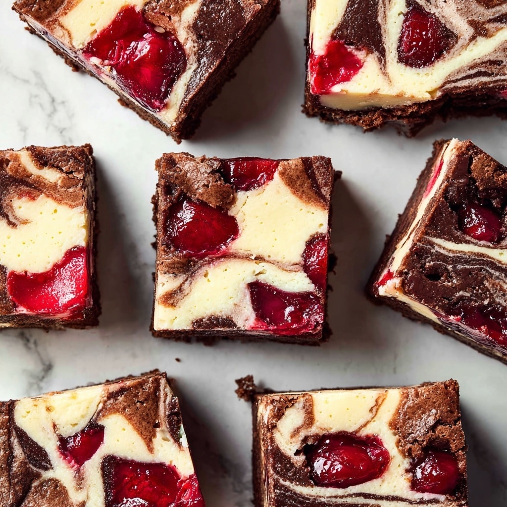 Cherry Chocolate Brownie Cheesecake Bars Recipe - Recipe Image