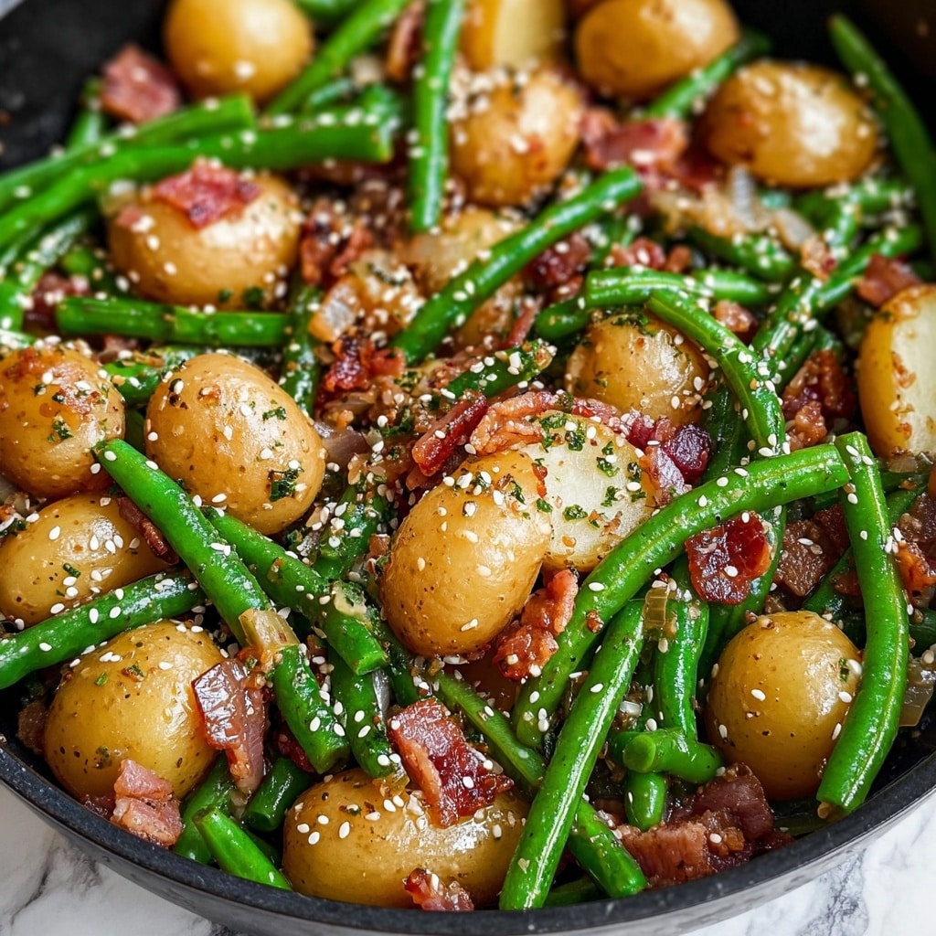 Potato and Green Bean Skillet with Bacon and Everything Bagel Seasoning Recipe