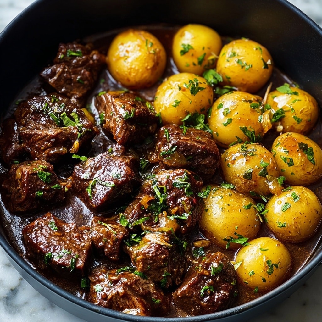 Slow Cooker Garlic Butter Beef Bites & Potatoes Recipe