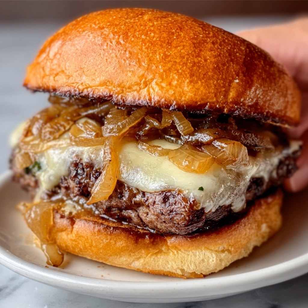 French Onion Steak Sandwich with Grilled Mushrooms Recipe - Recipe Image