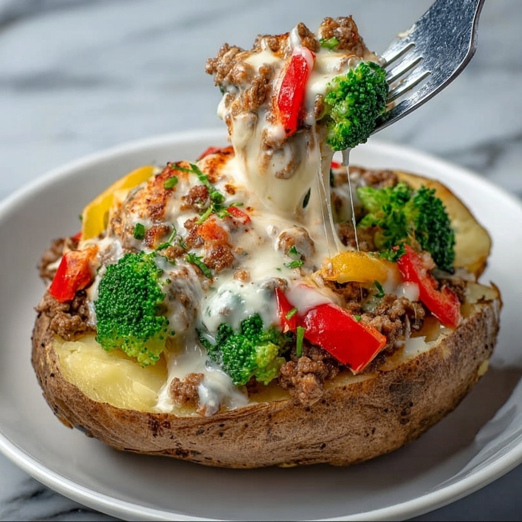 Loaded Jerk Chicken Baked Potato with Jerk Alfredo Sauce Recipe