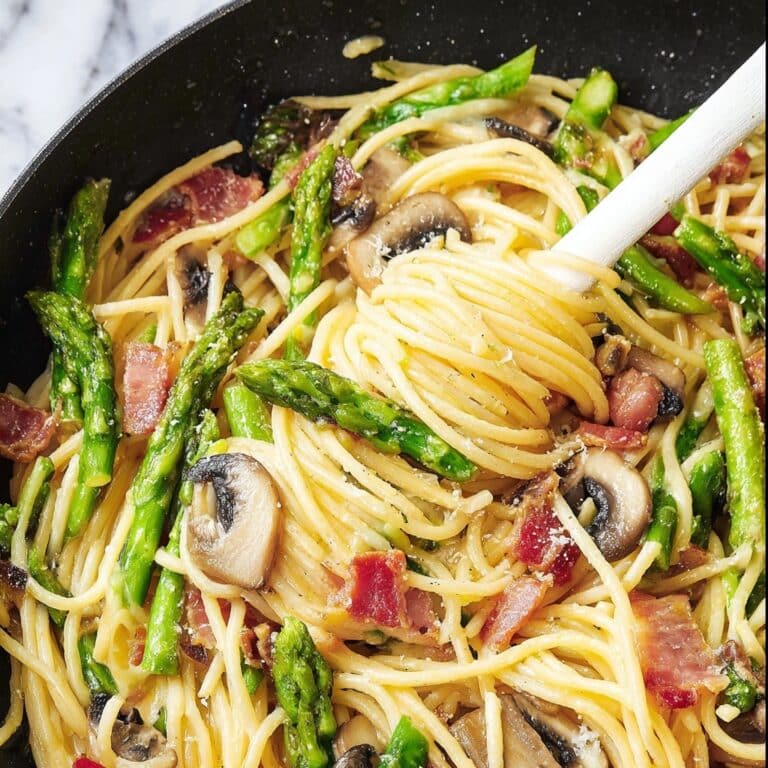 Roasted Asparagus and Mushroom Carbonara Recipe