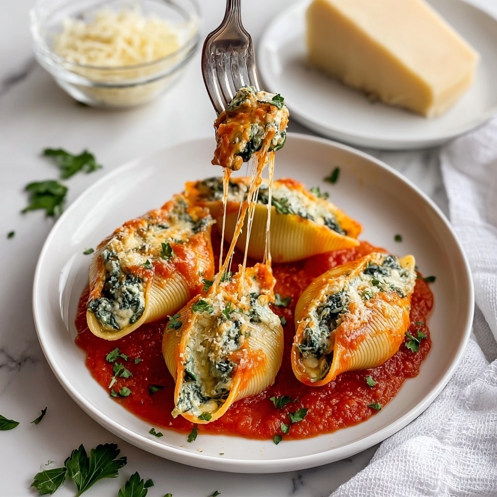 Creamy Spinach and Ricotta Stuffed Shells with Marinara Recipe