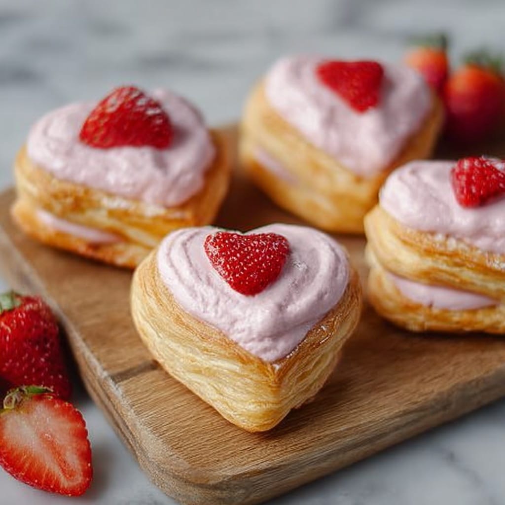 Cheese and Strawberry Heart Pastries Recipe