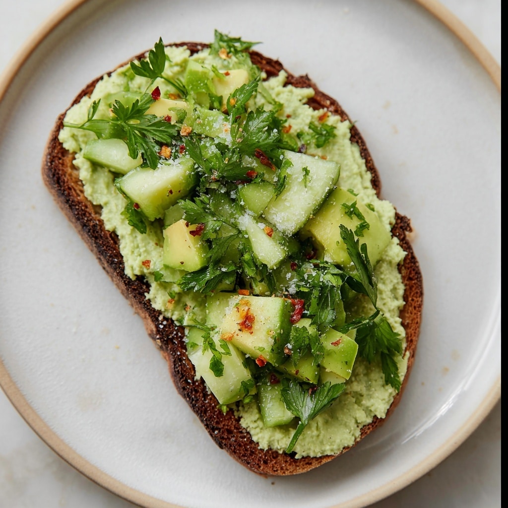 Smashed Cucumber Toast with Artichoke Edamame Spread Recipe