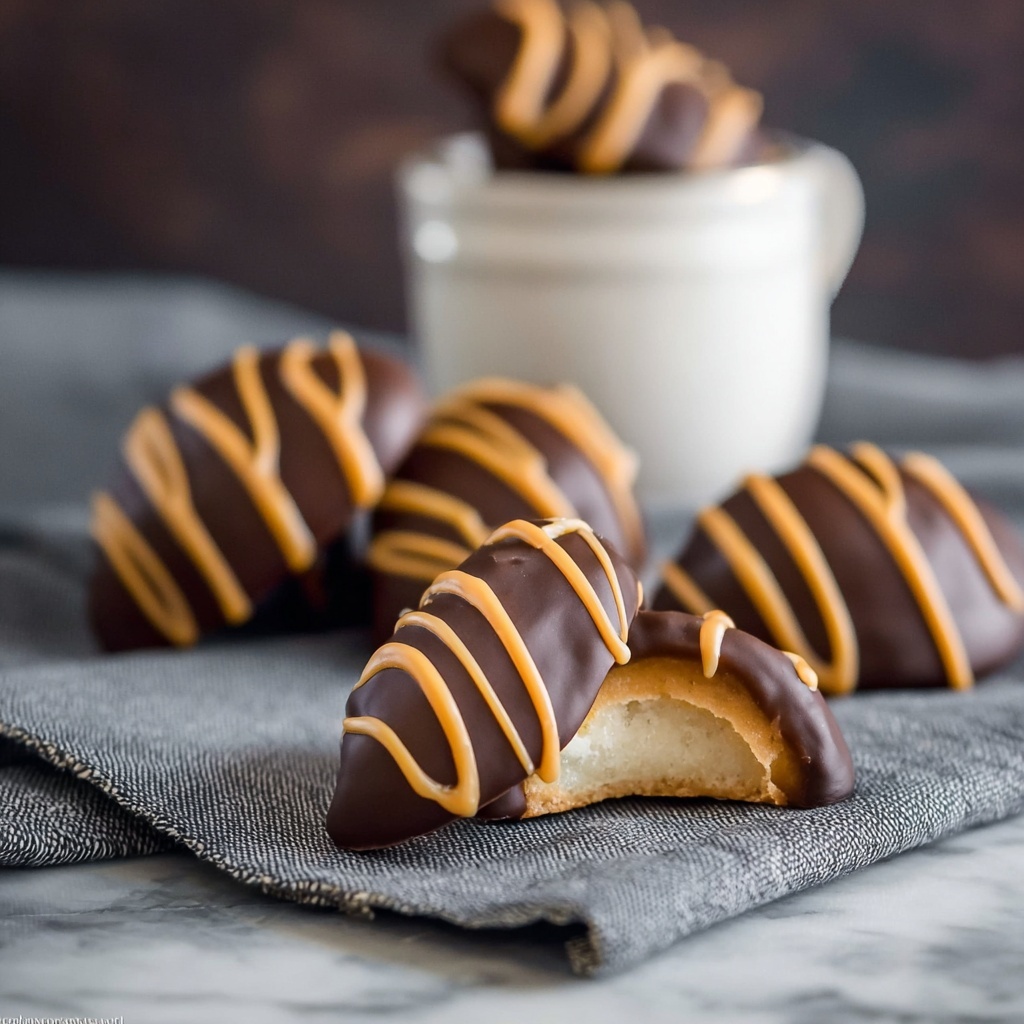 Homemade Chocolate Fortune Cookies with Peanut Butter Drizzle Recipe - Recipe Image