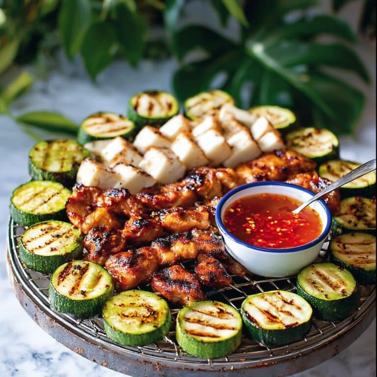 Hot Honey Barbecue Chicken Thighs, Halloumi and Courgettes Platter Recipe