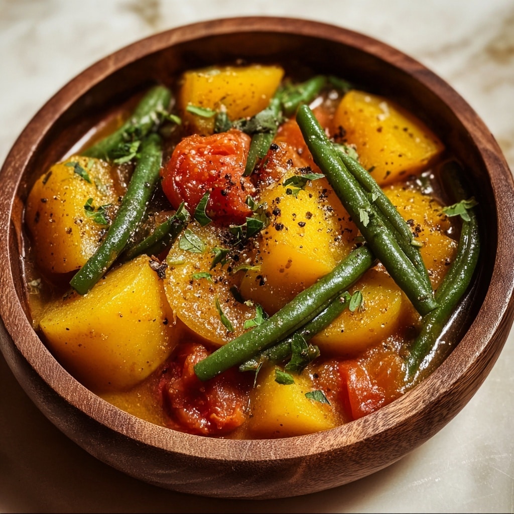 Italian Braised Green Beans and Potatoes Recipe - Recipe Image