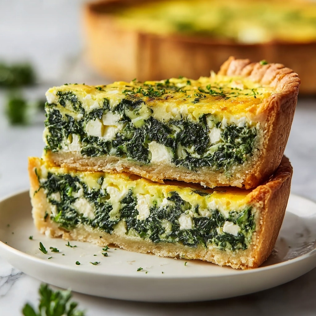 Mediterranean Spinach Cheese Feta Quiche Recipe - Recipe Image
