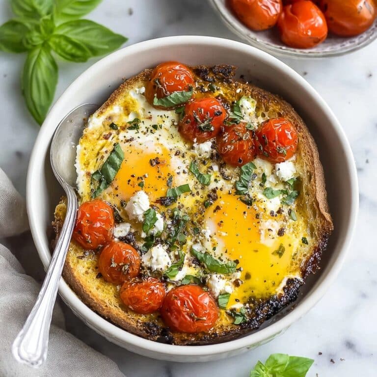 Baked Feta Eggs with Roasted Vegetables and Fresh Herbs Recipe