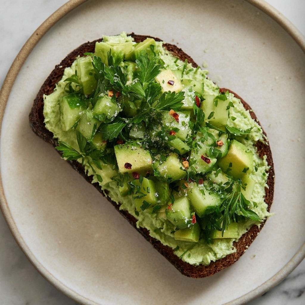 Smashed Cucumber Toast with Artichoke Edamame Spread Recipe - Recipe Image