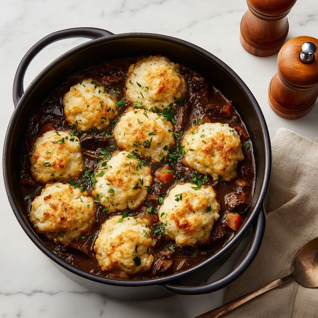 Slow Cooked Beef and Dumplings Recipe - Recipe Image