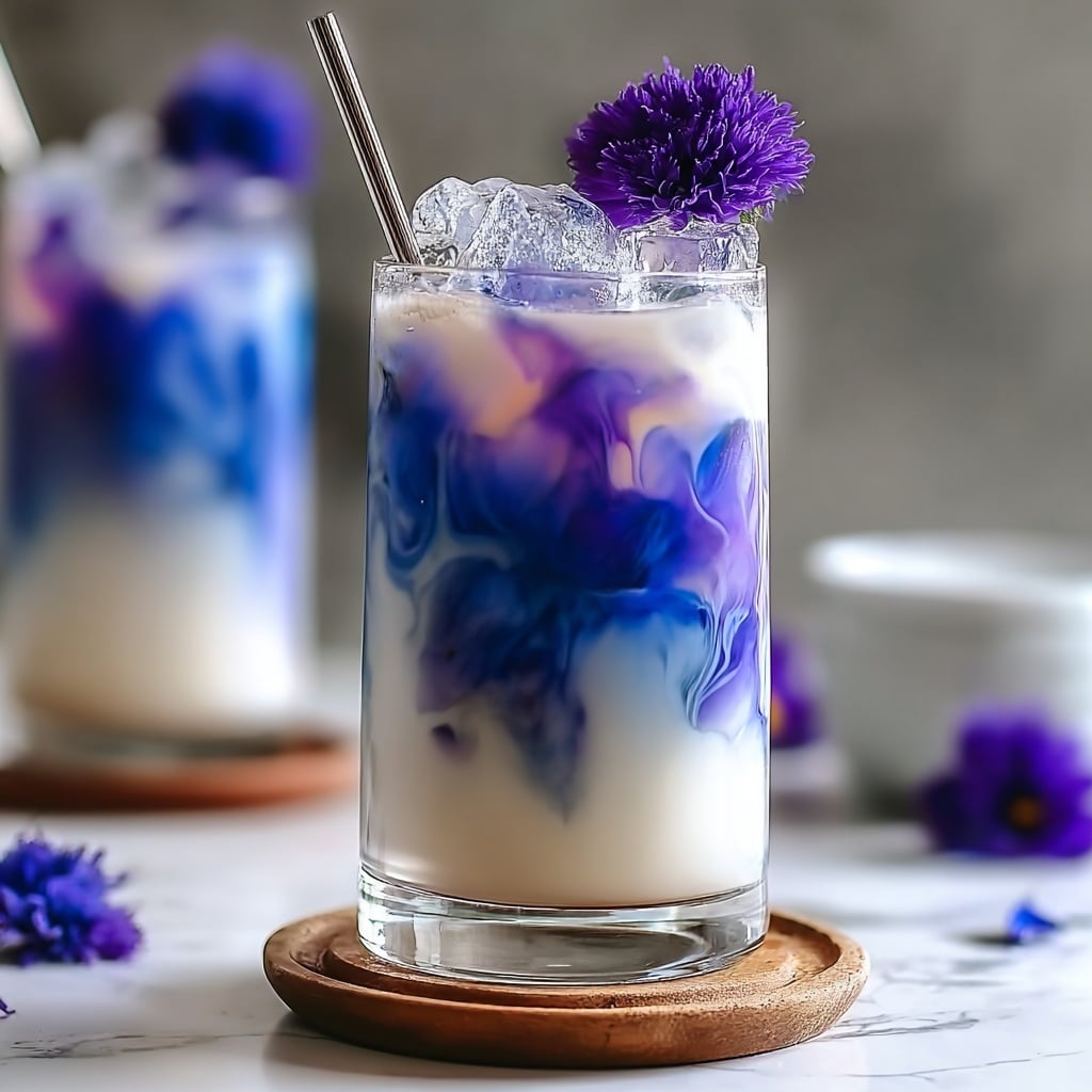 Iced Butterfly Pea Flower Tea Latte Recipe - Recipe Image