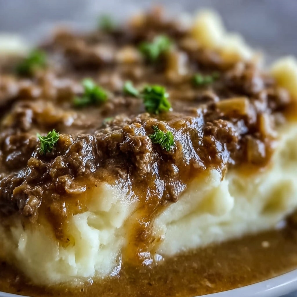 Ground Beef and Gravy Over Mashed Potatoes Recipe