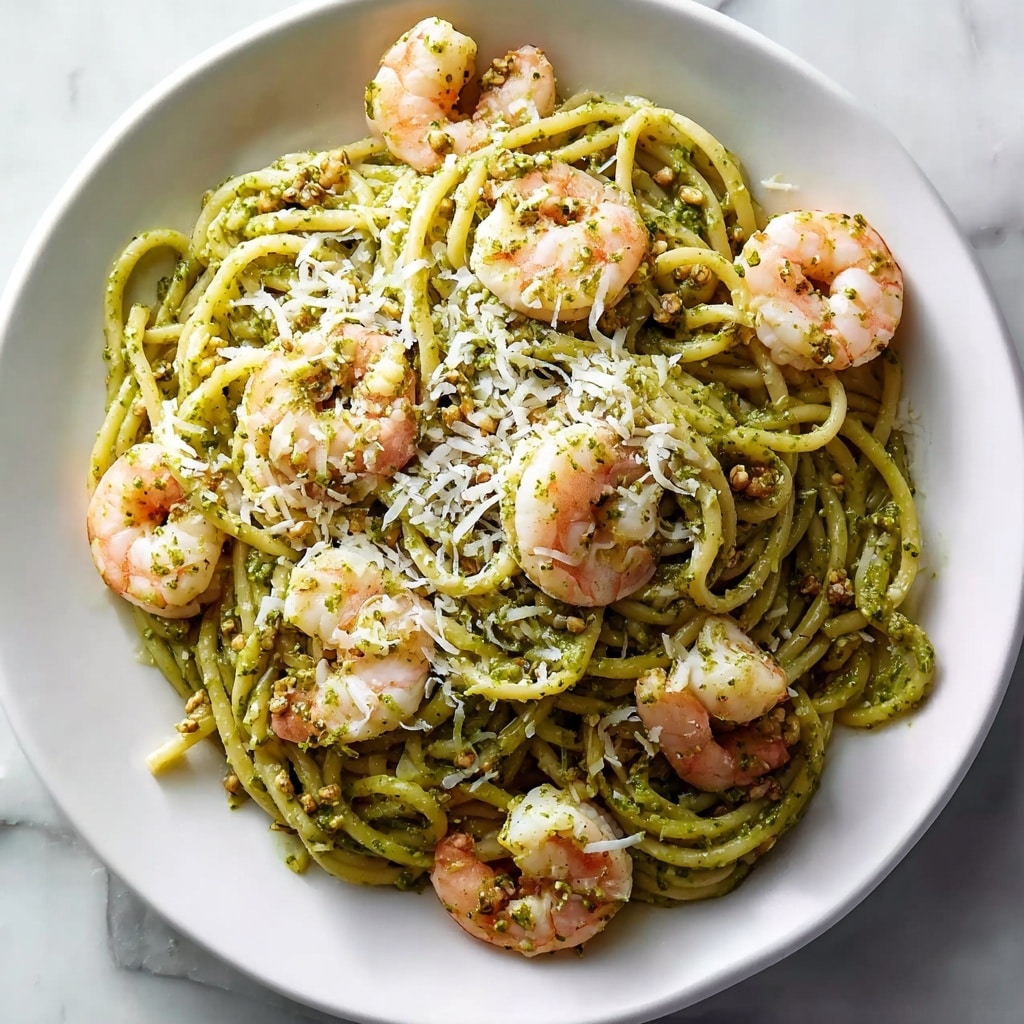 Easy & Creamy Pistachio Pesto Pasta with Shrimp Recipe