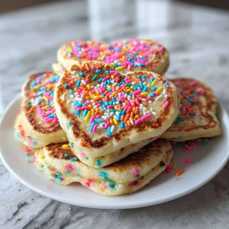 Rainbow Sprinkle Heart Pancakes Recipe