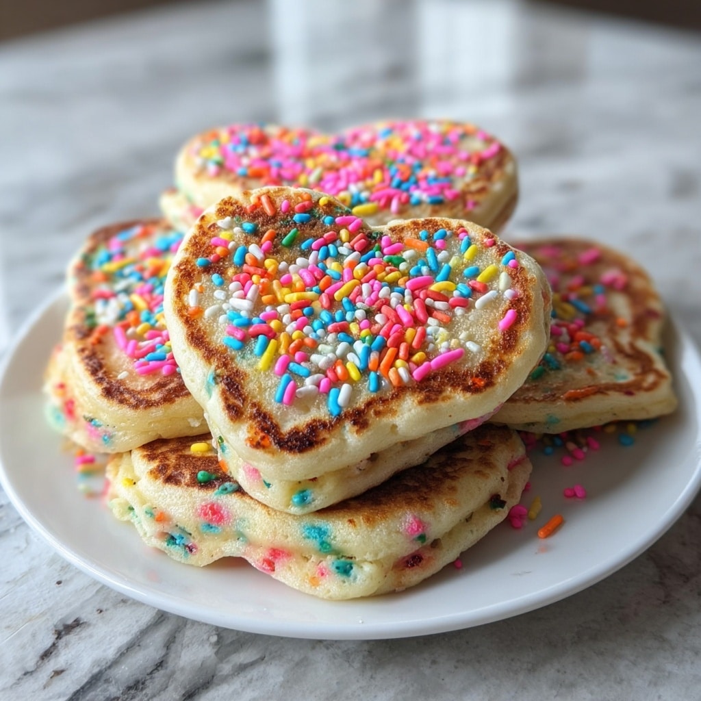 Rainbow Sprinkle Heart Pancakes Recipe