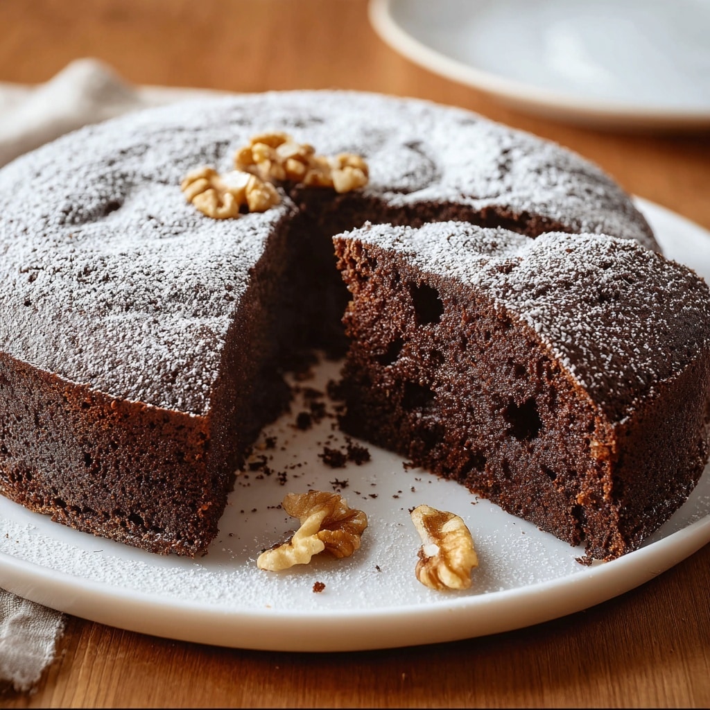 Simple Moist Chocolate Walnut Cake Recipe - Recipe Image