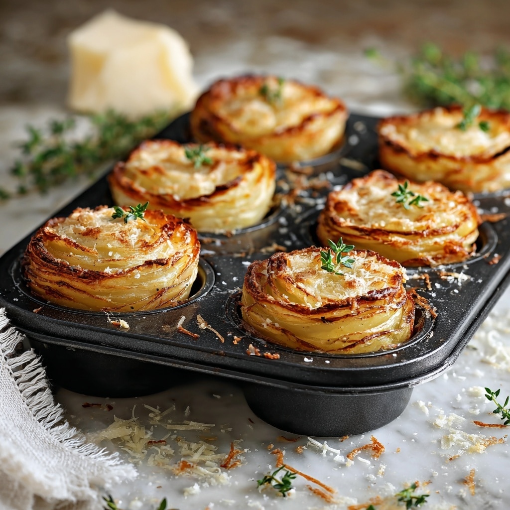 Parmesan Potato Stacks in Muffin Tin Recipe - Recipe Image