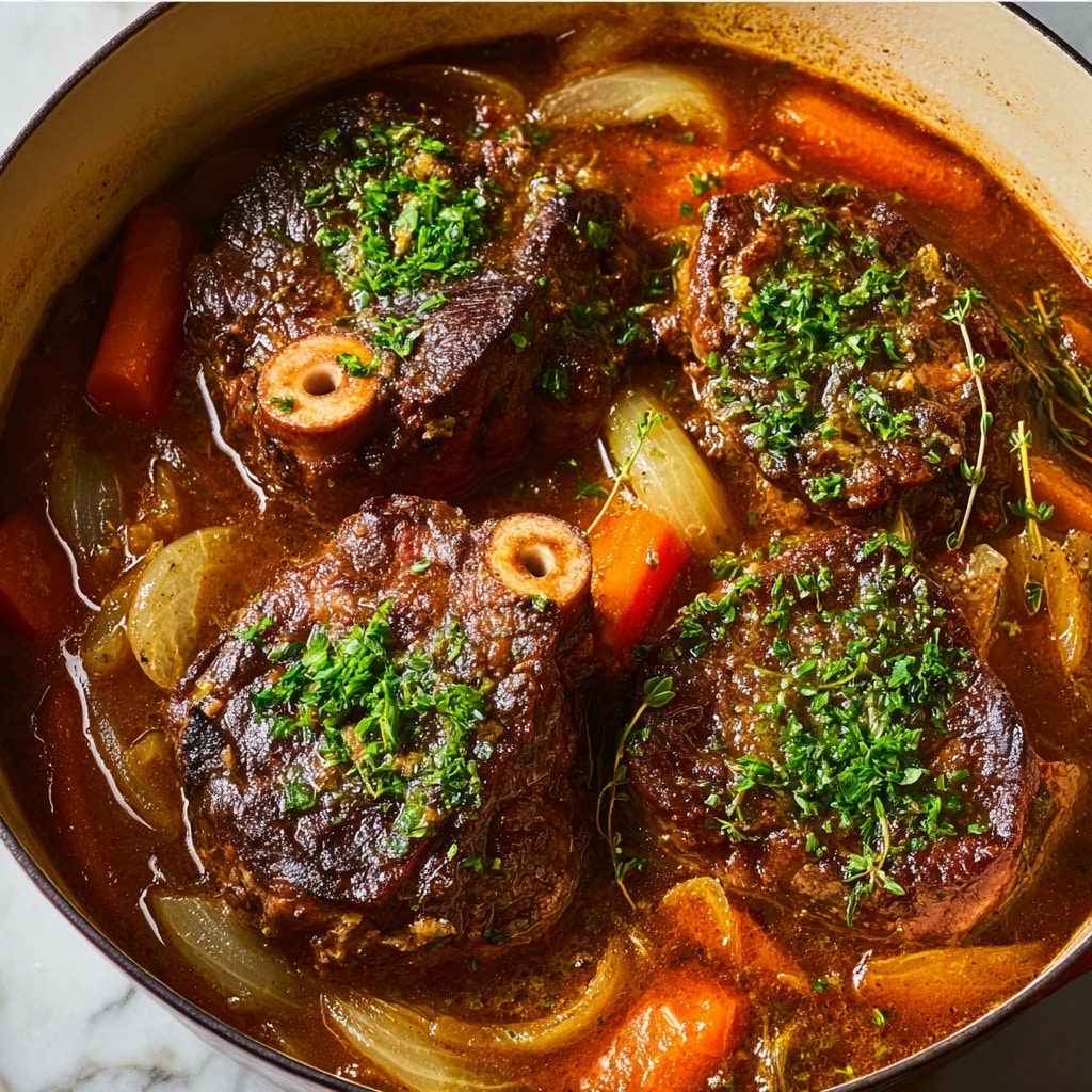 Braised Beef Shank with Red Wine and Aromatic Herbs Recipe - Recipe Image