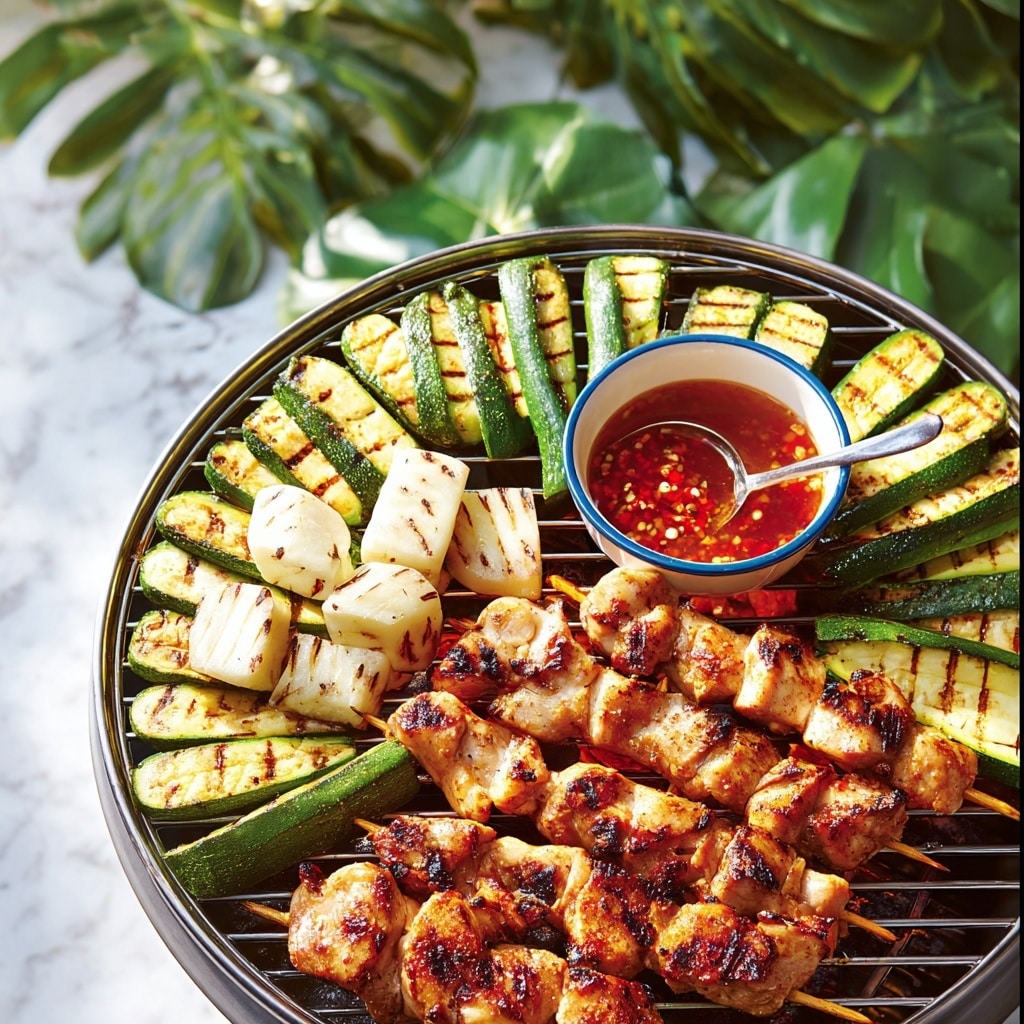 Hot Honey Barbecue Chicken Thighs, Halloumi and Courgettes Platter Recipe - Recipe Image