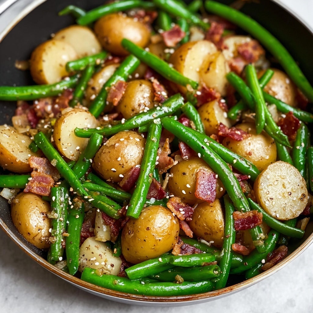 Potato and Green Bean Skillet with Bacon and Everything Bagel Seasoning Recipe - Recipe Image