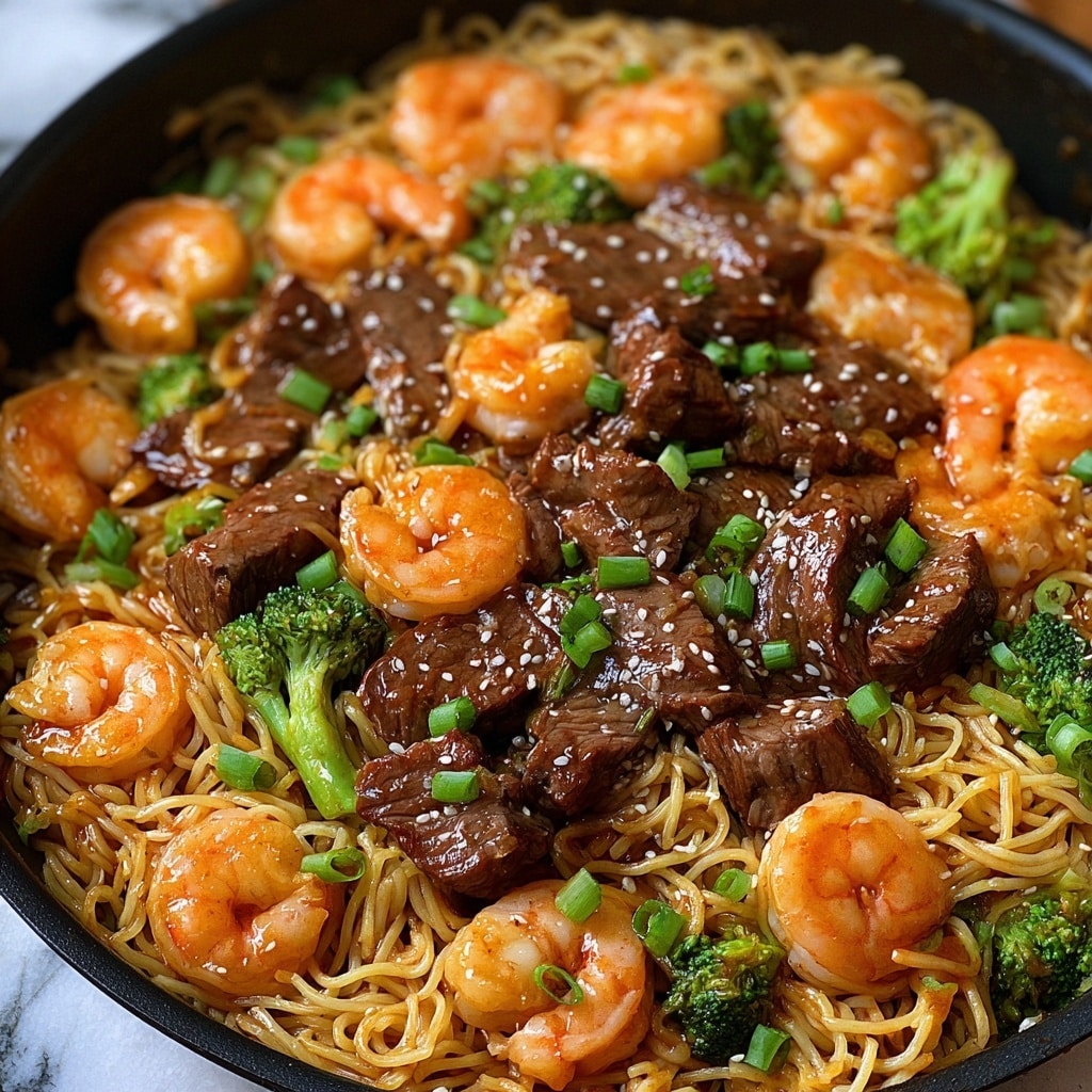 Shrimp Teriyaki Steak Noodles Recipe - Recipe Image