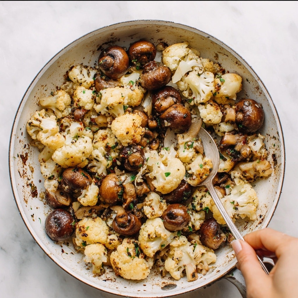 Garlic Mushrooms Cauliflower Skillet Recipe - Recipe Image