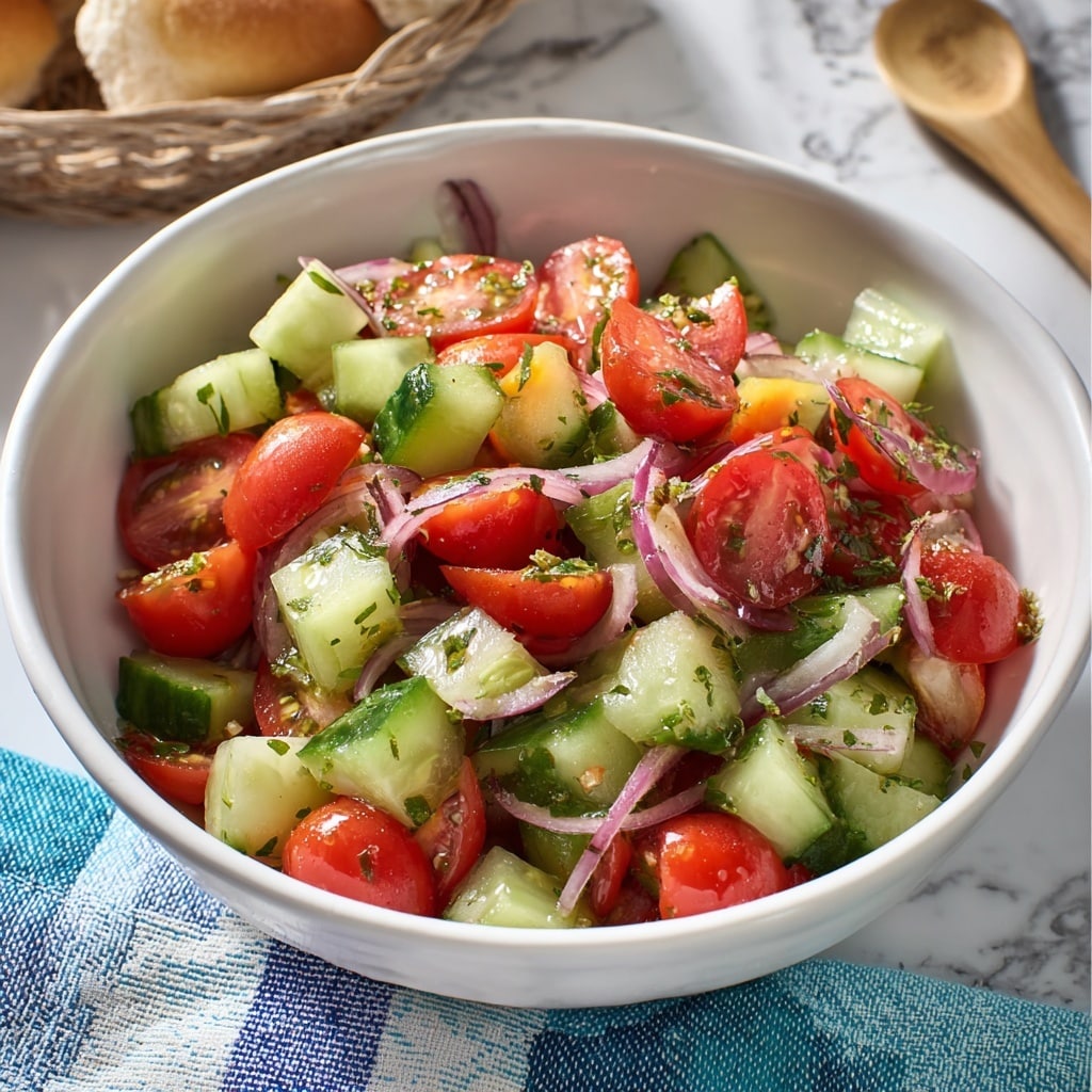 Marinated Cucumber Onion and Tomato Salad Recipe - Recipe Image