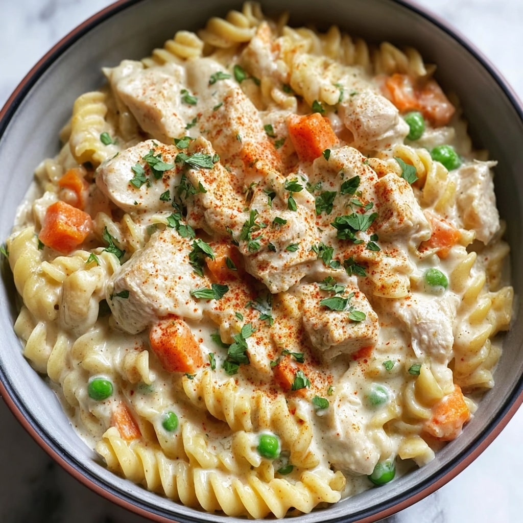 Quick Chicken Pot Pie Pasta Recipe - Recipe Image