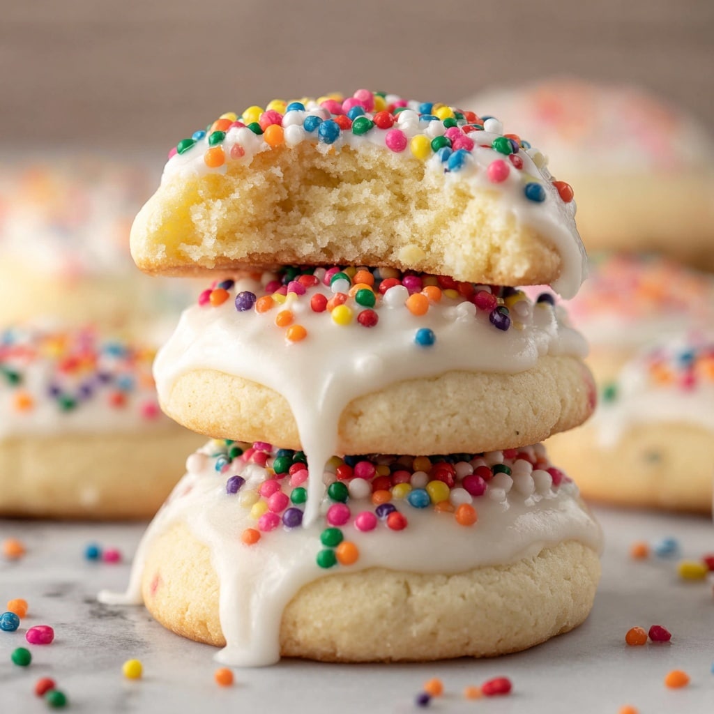 Italian Cookies with Almond Glaze and Rainbow Sprinkles Recipe - Recipe Image