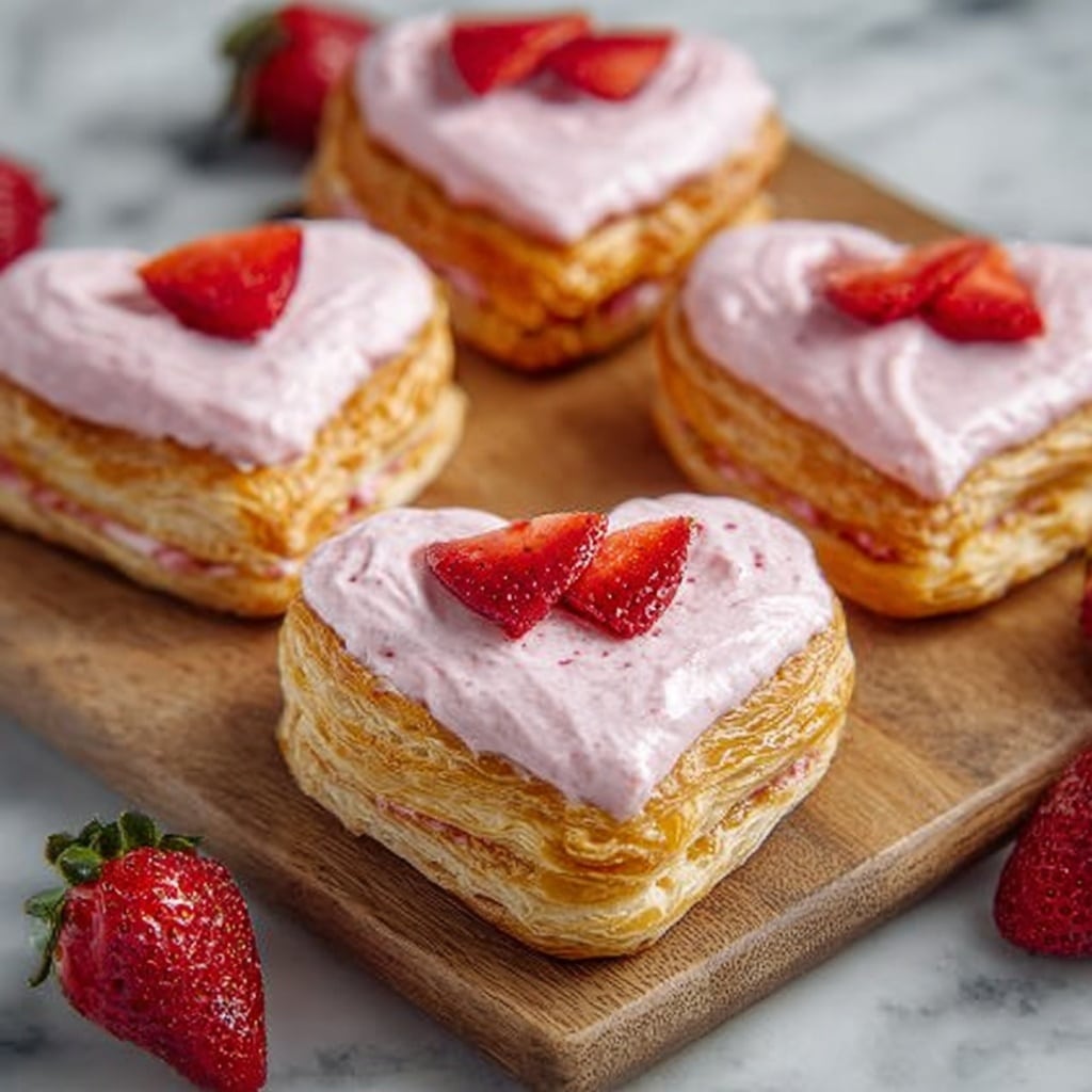 Cheese and Strawberry Heart Pastries Recipe - Recipe Image