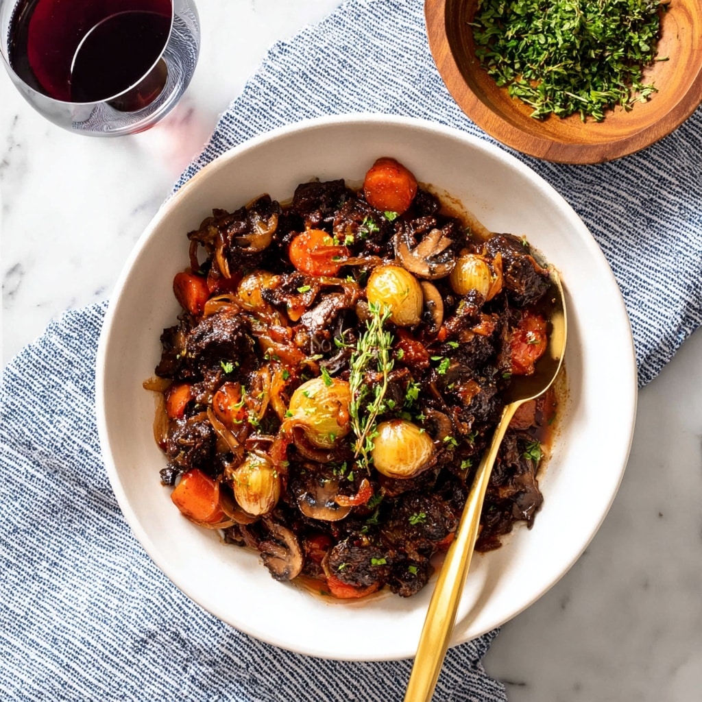 Red Wine Beef Stew with Bacon, Mushrooms, and Root Vegetables Recipe - Recipe Image